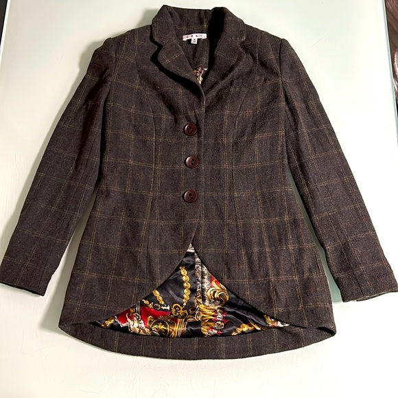 CAbi Wool Blend Plaid Tailored Blazer Suit Jacket - Lined Tartan Business Casual - Picture 1 of 5